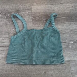Teal Ribbed Crop Top